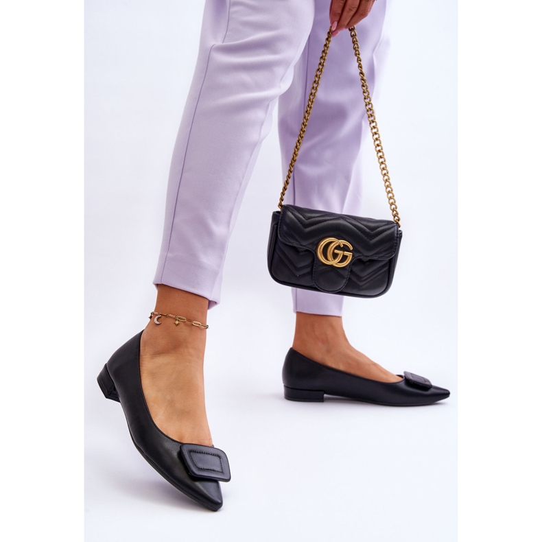 WS1 Klasyczne Baleriny Z Ozdobą Czarne Rivea 2