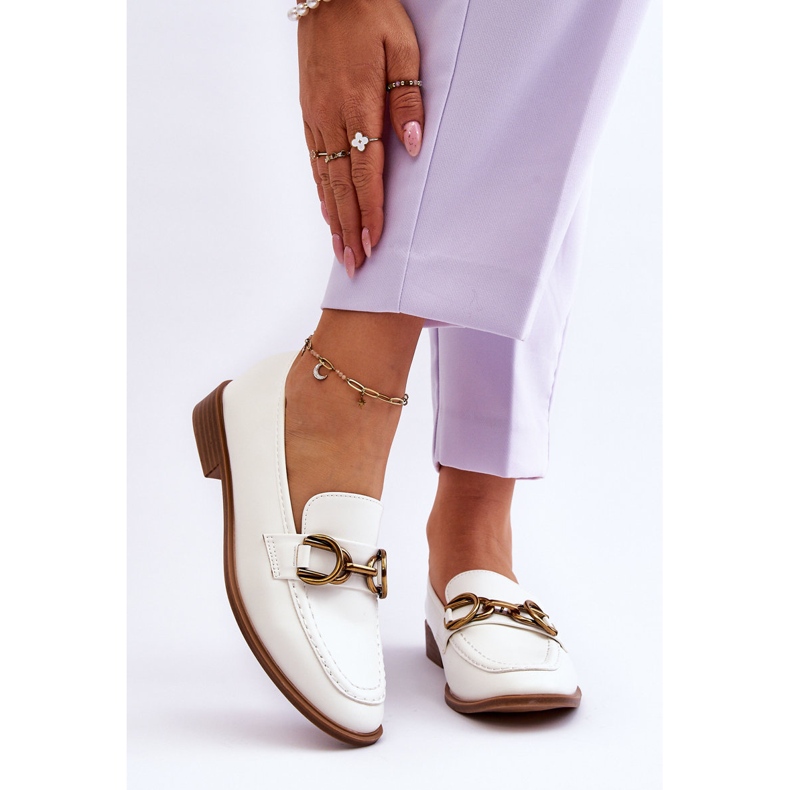 WS1 Klasyczne Mokasyny Damskie Białe Lorien 1