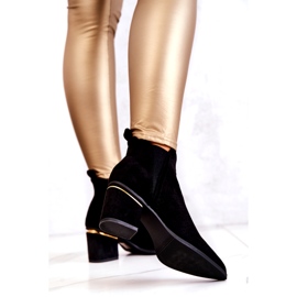 PS1 Zamszowe Botki Kowbojki Ażurowe Czarne Helloni 1