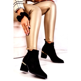 PS1 Zamszowe Botki Kowbojki Ażurowe Czarne Helloni 4