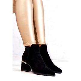 PS1 Zamszowe Botki Kowbojki Ażurowe Czarne Helloni 6