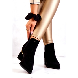 PS1 Zamszowe Botki Kowbojki Ażurowe Czarne Helloni 3