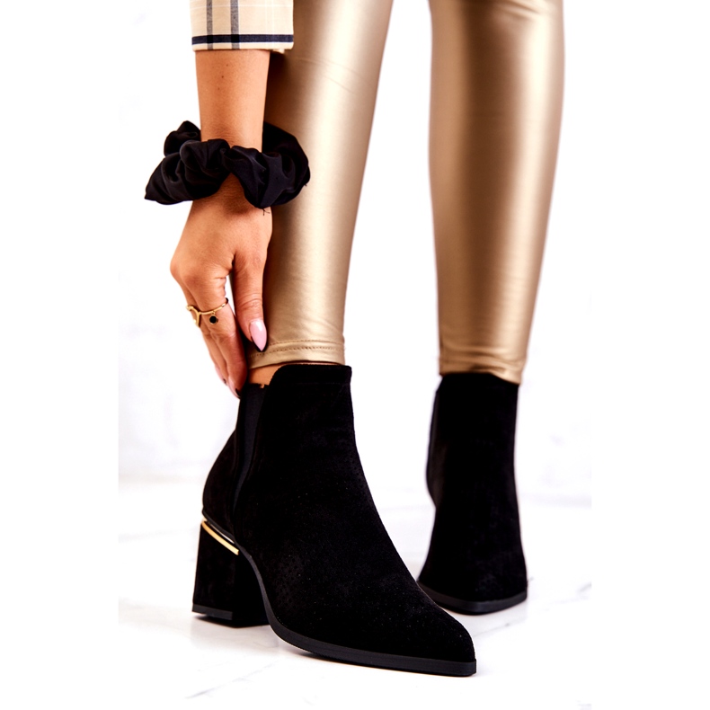 PS1 Zamszowe Botki Kowbojki Ażurowe Czarne Helloni 2